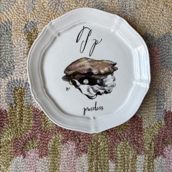 Anthropologie Other - 🦪Anthropologie Linea Carta Calligrapher Diva Pyari P Plate Priceless Pearl
